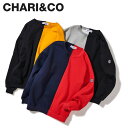 CHARI&CO チャリアンドコー トレーナー スウェット メンズ プルオーバー SPLIT CREWNECK SWEATS ブラック グレー ネイビー レッド イエロー 黒