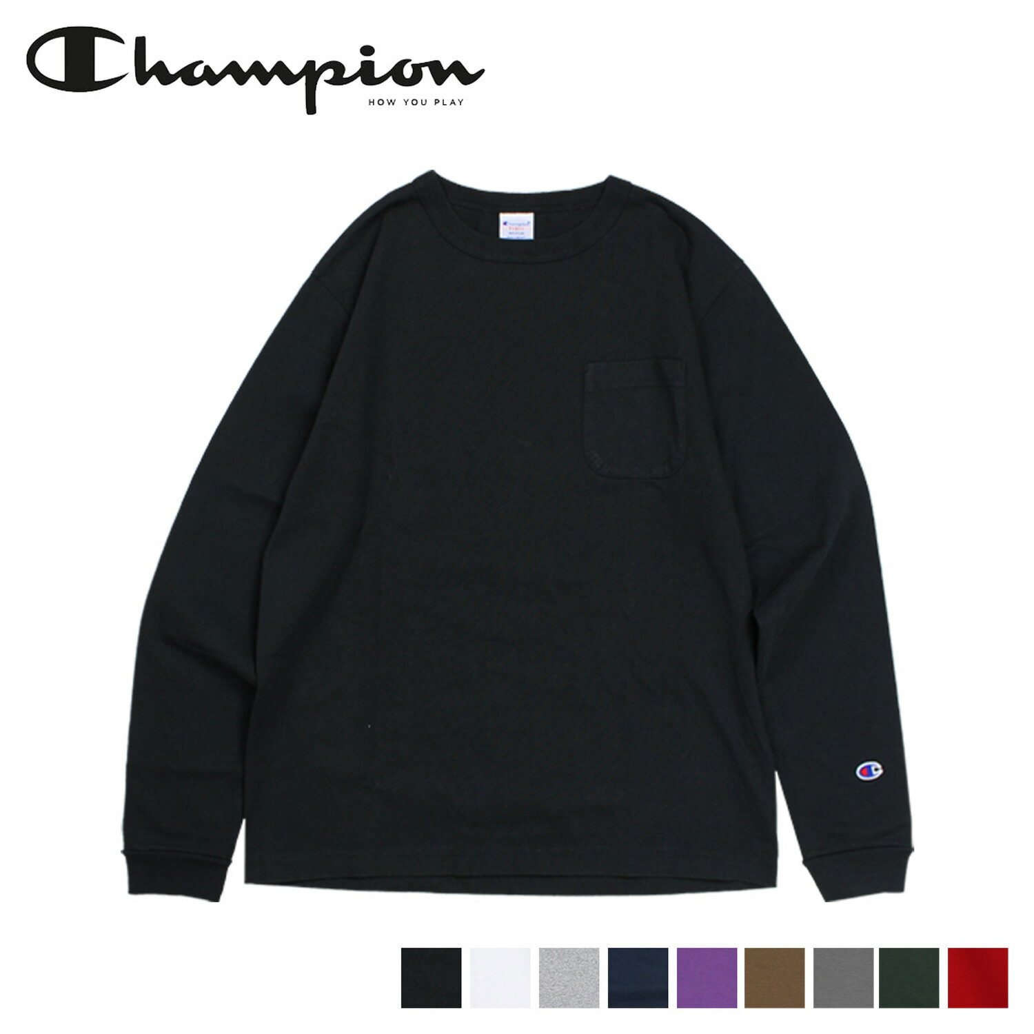 チャンピオン ペアTシャツ チャンピオン Champion Tシャツ 長袖 メンズ レディース LONG SLEEVE T-SHIRT ブラック ホワイト グレー ネイビー レッド グリーン 黒 白 C5-P401