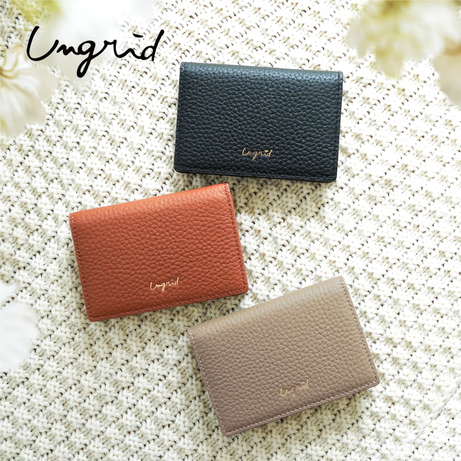 アングリッド Ungrid カードケース 名刺入れ 定期入れ レディース COWHIDE CARD CASE ブラック ホワイト グレー ベージュ カーキ ブラウン ワイン レッド ブルー パープル ピンク 黒 白 UNG-51560