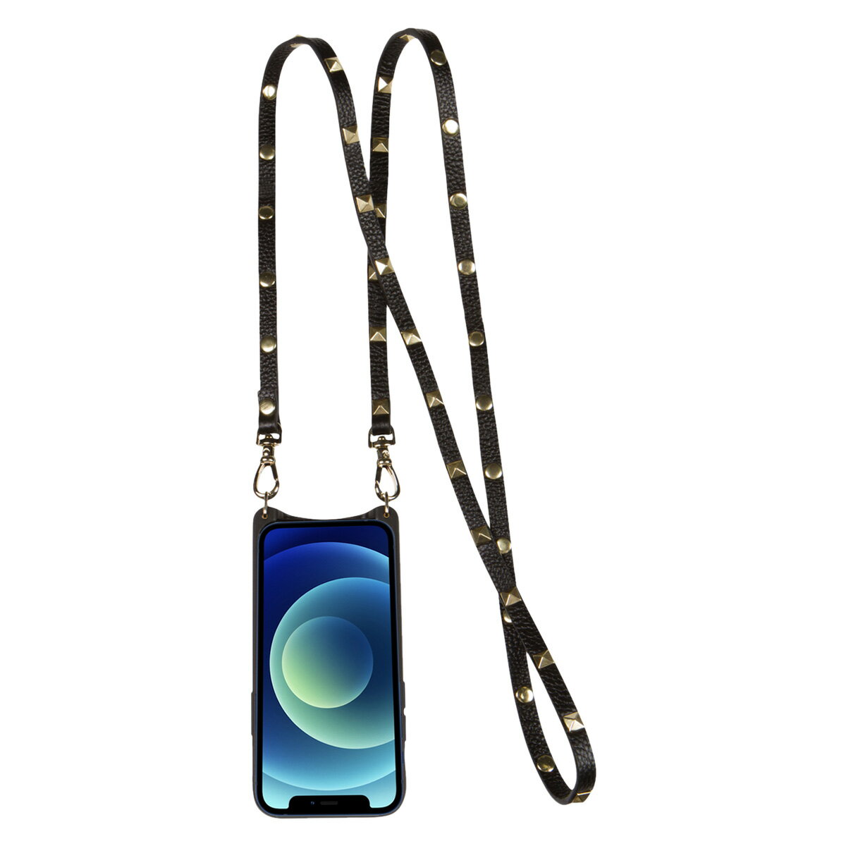 BANDOLIER バンドリヤー iPhone12 mini ケース スマホ 携帯 ショルダー アイフォン SARAH GOLD メンズ レディース レザー サラ ゴールド ブラック 黒 10SABLKG