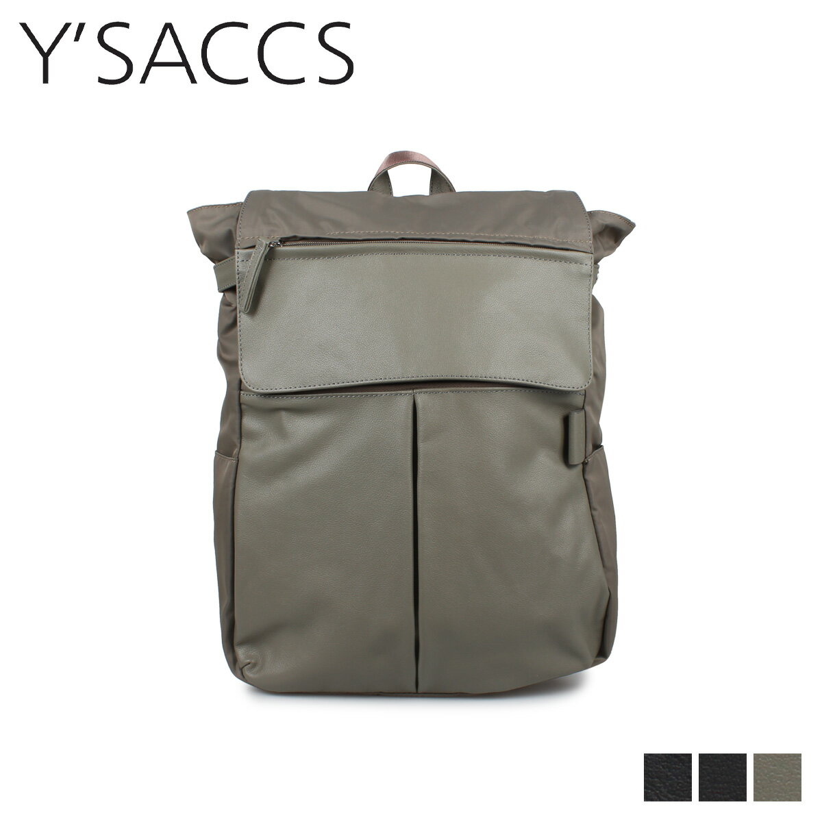 イザック Y’SACCS リュック バッグ バックパック レディース 撥水 NYLON COWHIDE RUCKSACK L ブラック ネイビー グレージュ 黒 2060448 母の日