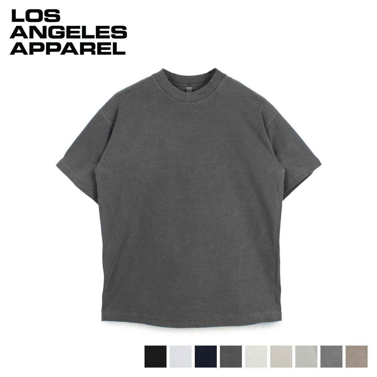 ロサンゼルスアパレル LOS ANGELES APPAREL Tシャツ 6.5オンス 半袖 メンズ レディース 無地 6.5 OZ SS GARMENT DYE CREW NECK T-SHIRT ブラック ホワイト グレー ダーク シルバー ネイビー 黒 白 1801GD