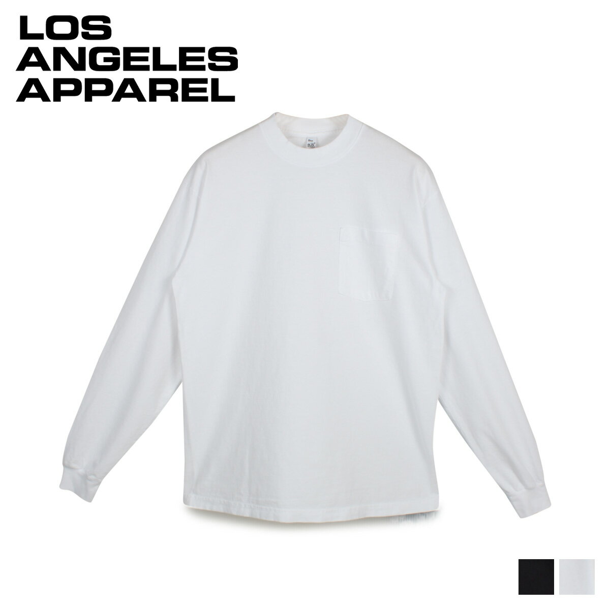 【クーポンで最大1000円OFF！5/16 10:59まで】 ロサンゼルスアパレル LOS ANGELES APPAREL Tシャツ 6.5オンス 長袖 ロンT カットソー メンズ レディース ポケット 無地 6.5 OZ LS GARMENT DYE POCKET T-SHIRT ブラック ホワイト 黒 白 1810GD