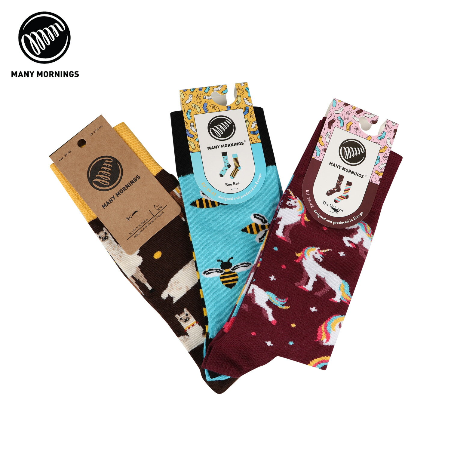 MANY MORNINGS メニーモーニングス 靴下 ソックス メンズ レディース 3足セット ANIMAL SET SOCKS マルチカラー