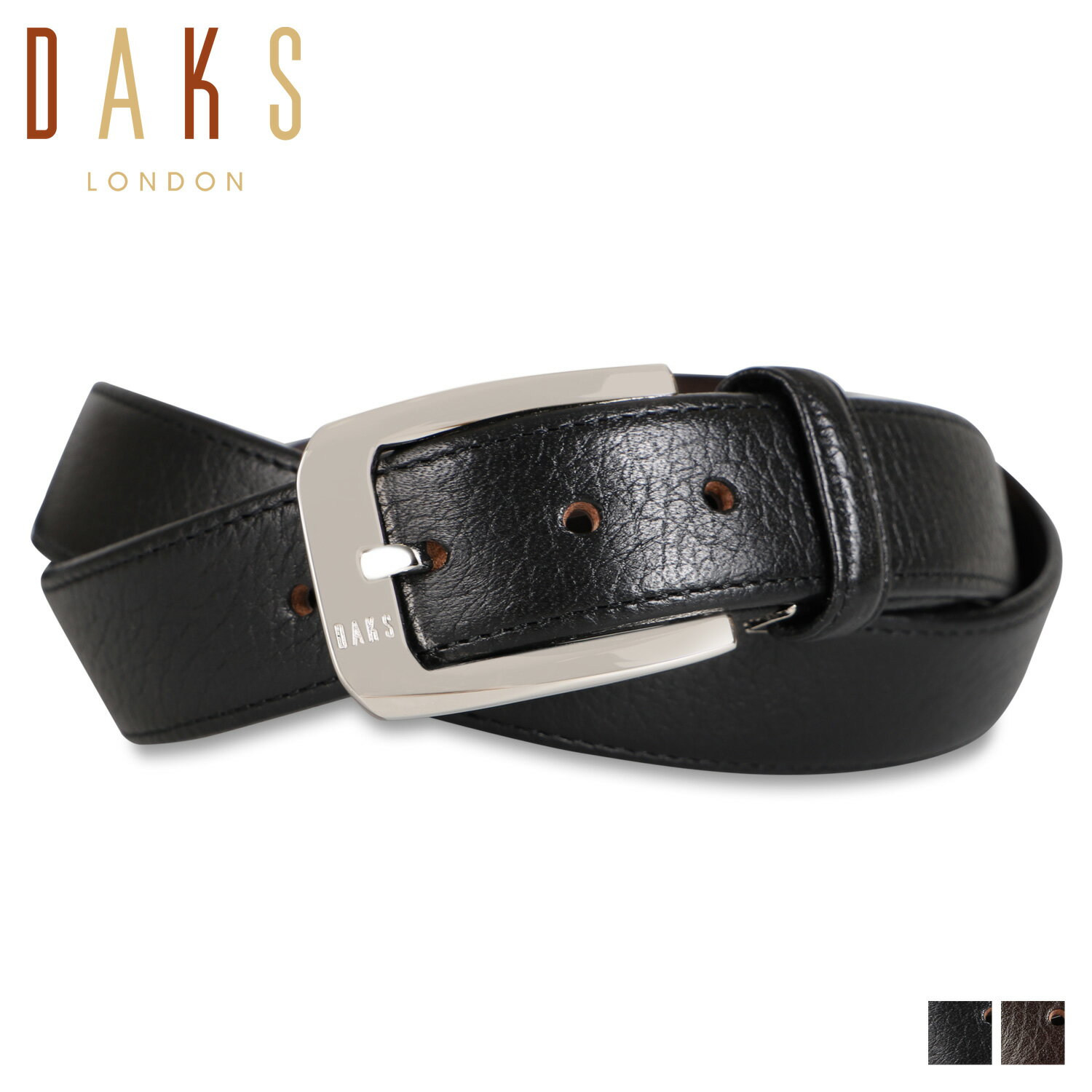 ダックス ダックス DAKS ベルト メンズ 本革 LEATHER BELT ブラック ダークブラウン 黒 DB14210