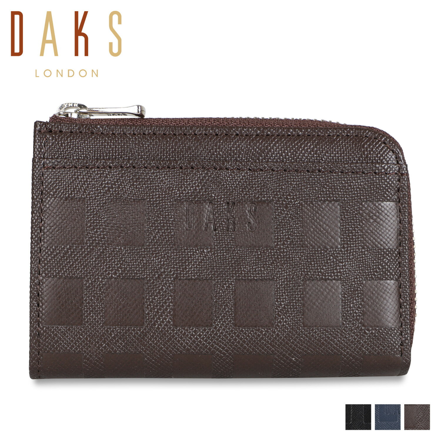 ダックス DAKS 財布 小銭入れ コインケース メンズ L字ファスナー COIN CASE ブラック ネイビー ブラウン 黒 DP25775