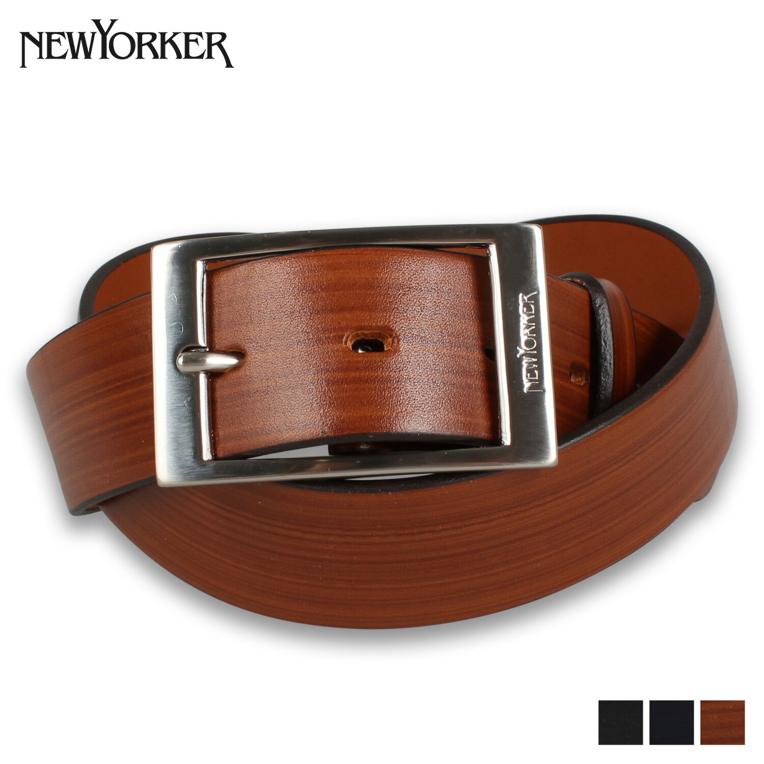 ニューヨーカー NEWYORKER ベルト メンズ 本革 BELT ブラック ネイビー ブラウン 黒 NY-5080120