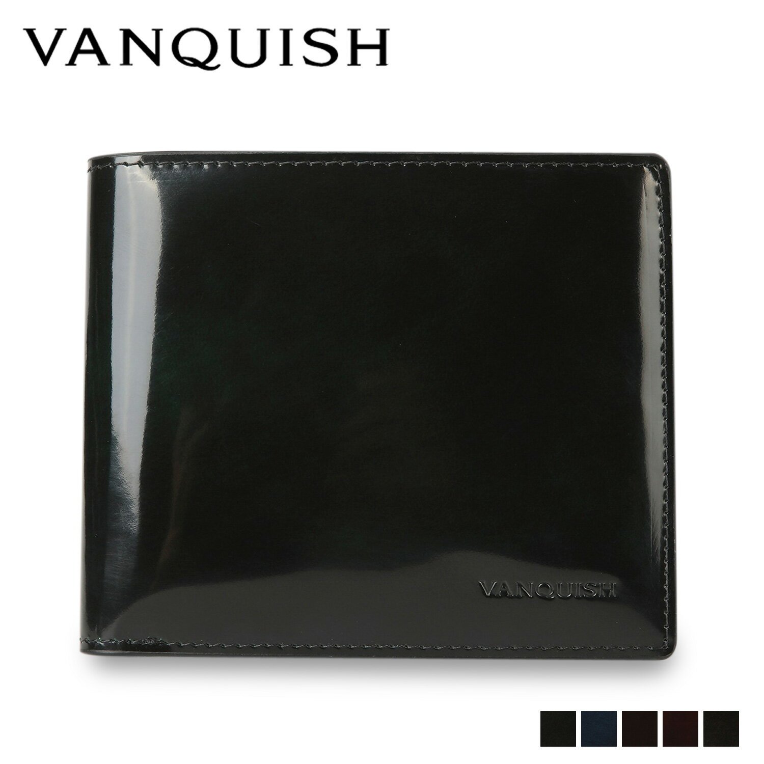 ヴァンキッシュ VANQUISH 二つ折り財布 メンズ 本革 WALLET グレー ネイビー ブラウン ワイン グリーン VQM-43170