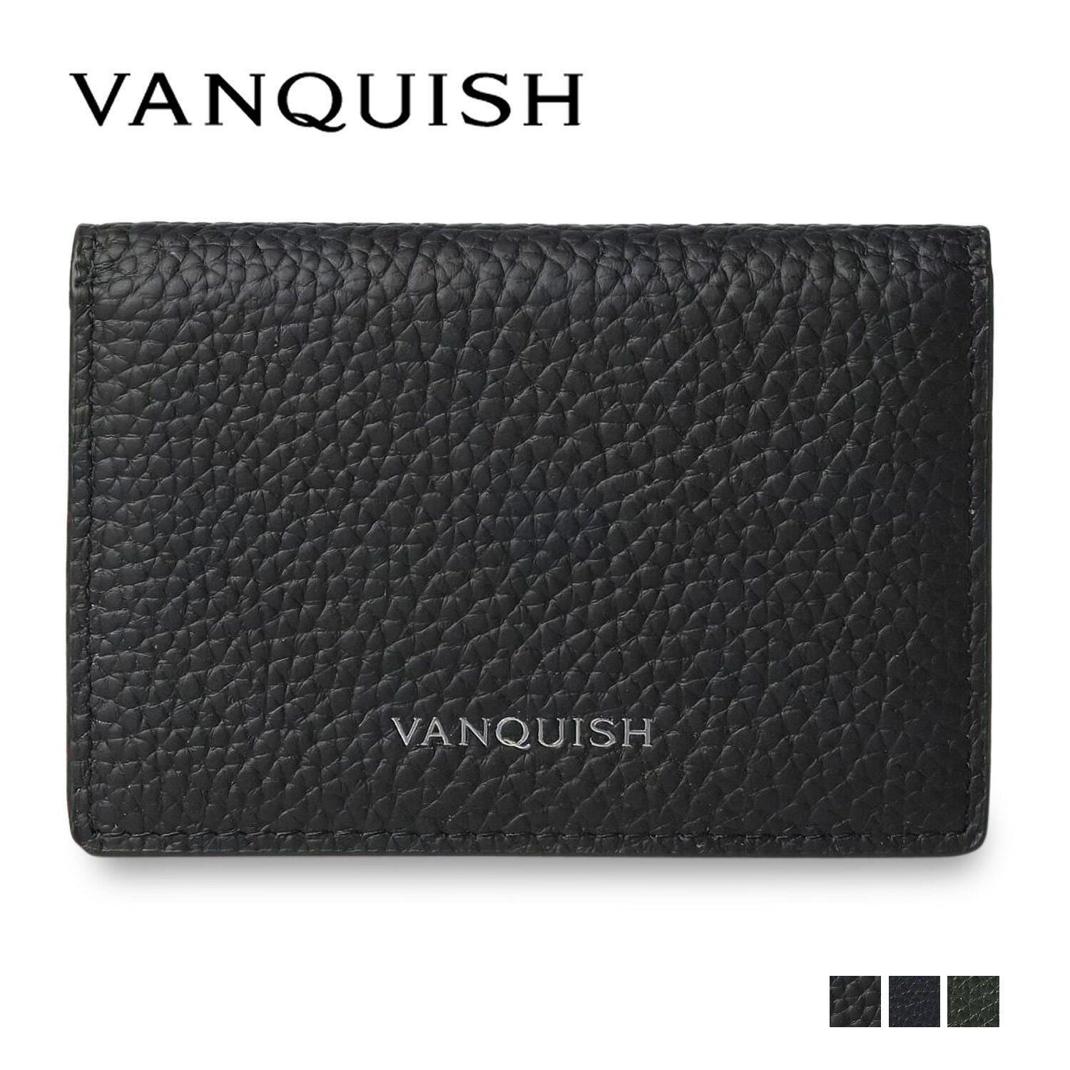 ヴァンキッシュ VANQUISH 名刺入れ 定期入れ カードケース メンズ 本革 CARD CASE ブラック ネイビー ダーク グリーン 黒 43550