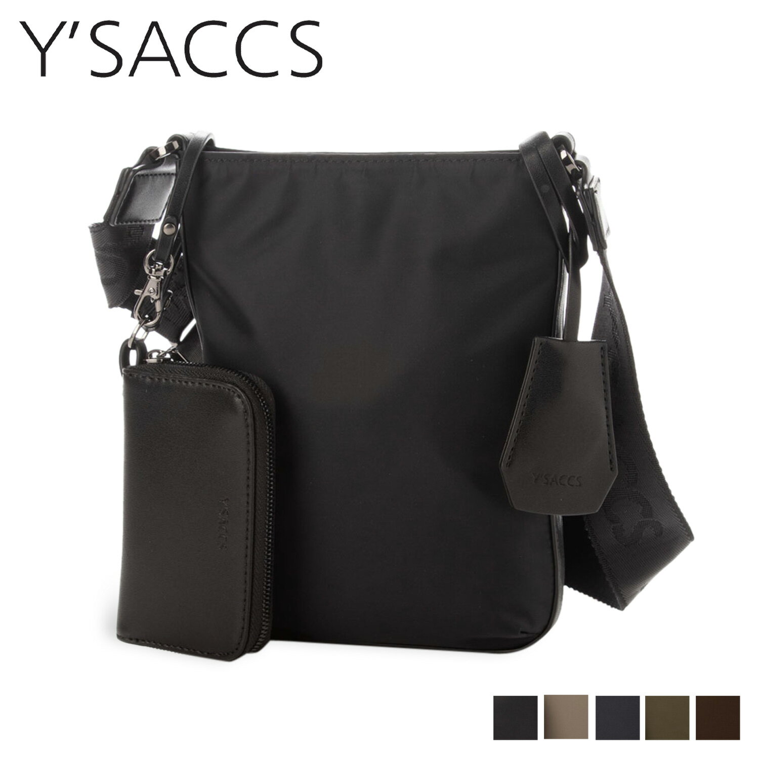 【クーポンで最大1000円OFF！5/16 10:59まで】 イザック Y’SACCS ショルダーバッグ レディース ポーチ付 RECYCLED NYLON MINI SHOULDER ブラック グレージュ ネイビー カーキ ブラウン 黒 20-007-01 母の日