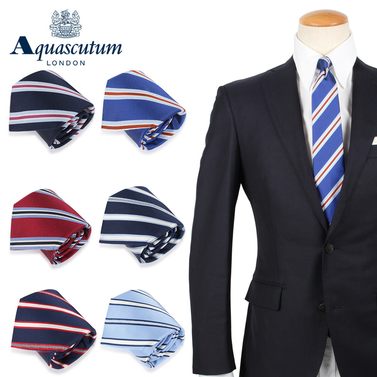 アクアスキュータム AQUASCUTUM ネクタイ メンズ イタリア製 TIE ブランド