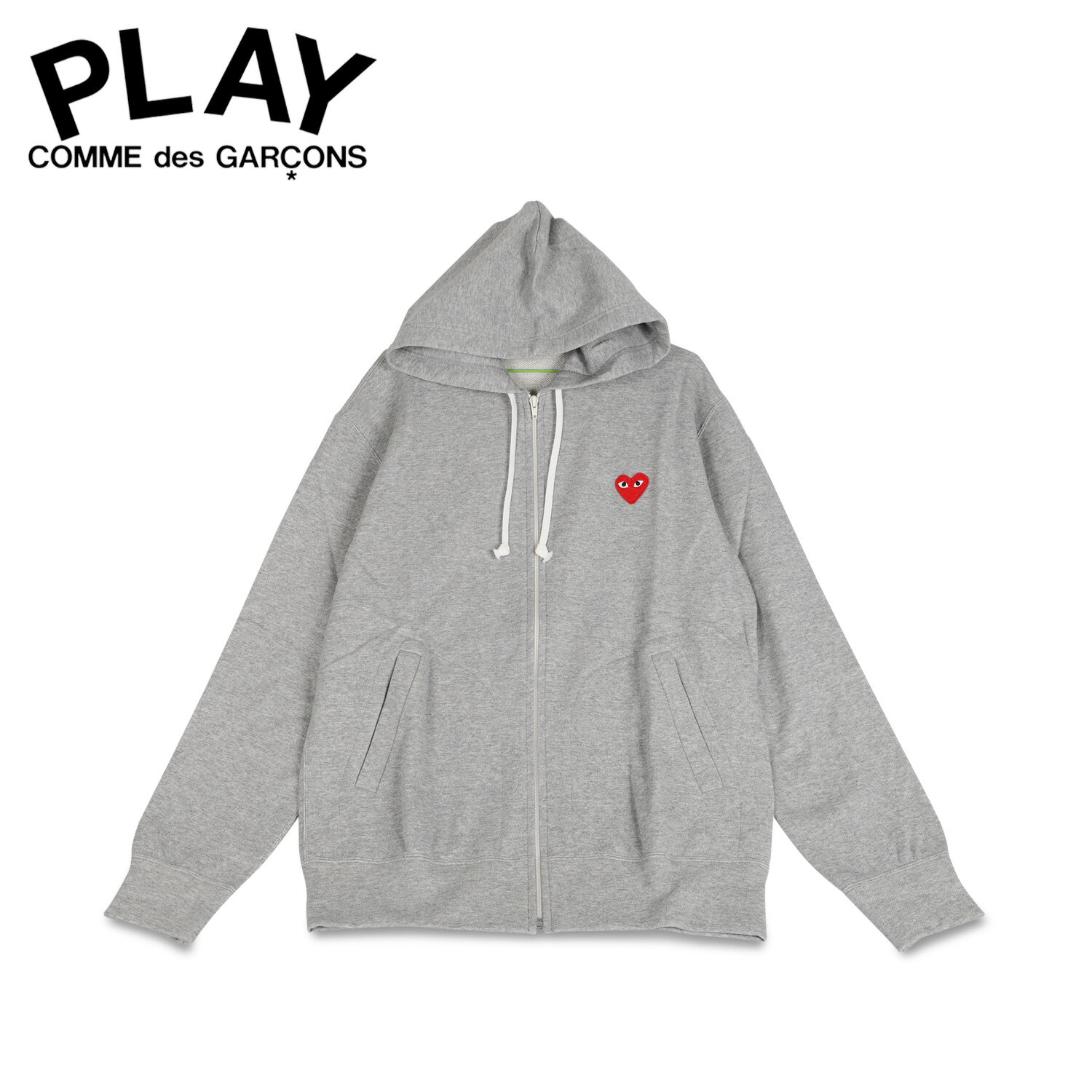 プレイ コムデギャルソン PLAY COMME des GARCONS パーカー スウェット フーディー メンズ ジップアップ RED HEART PLAY ZIP HOODED SWEATSHIRT グレー T168