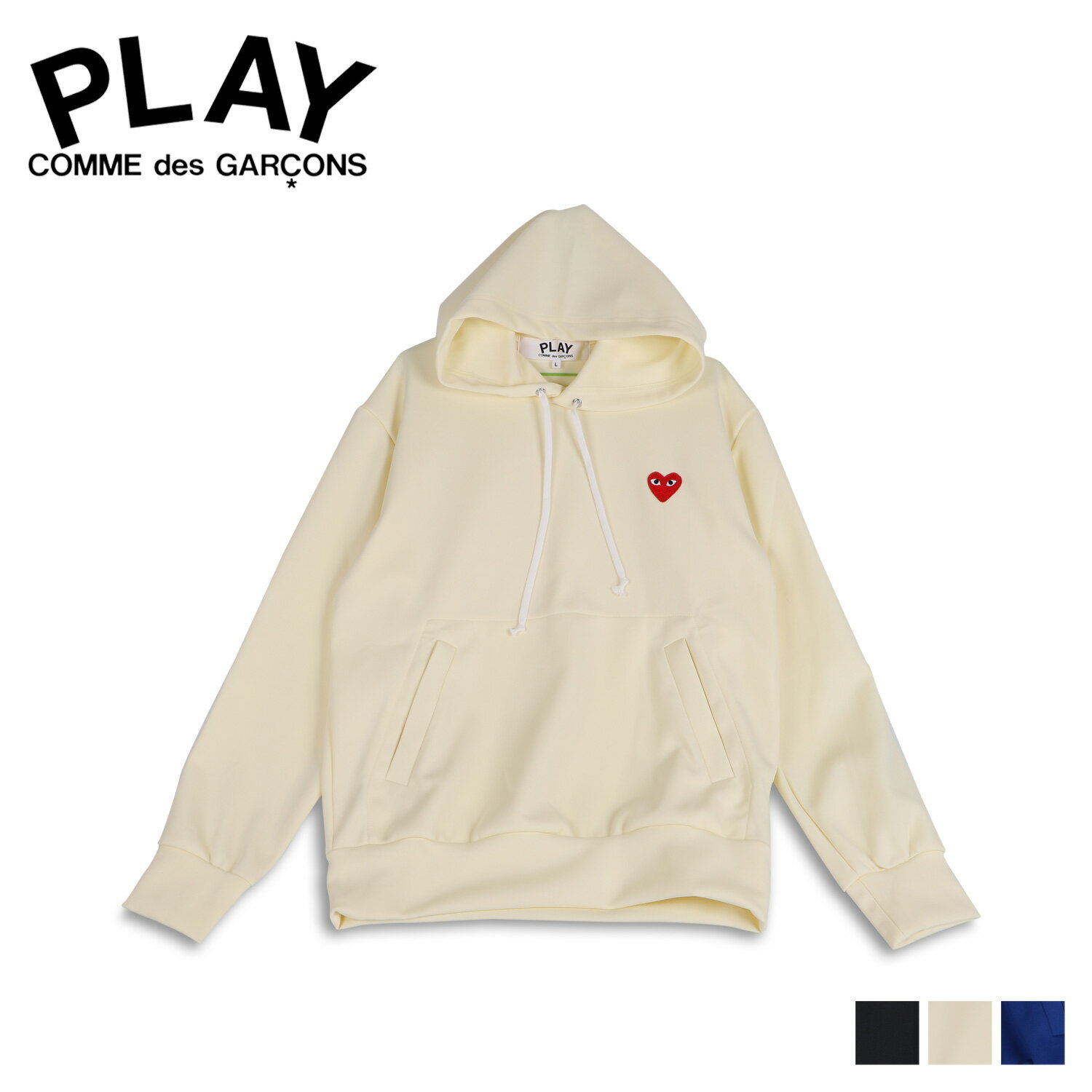 プレイ コムデギャルソン PLAY COMME des GARCONS パーカー スウェット プルオーバー メンズ RED HEART PLAY HOODED SWEATSHIRT ブラック アイボリー ネイビー 黒 T174のサムネイル