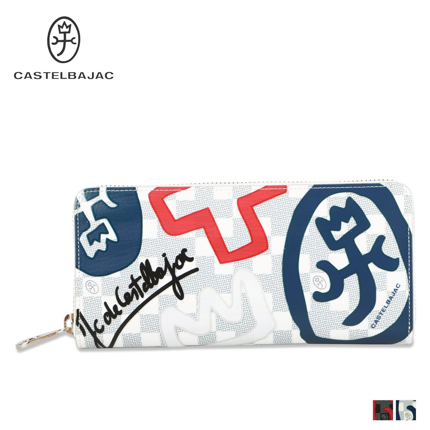 カステルバジャック 革長財布 メンズ カステルバジャック CASTELBAJAC 財布 長財布 クラー メンズ レディース 本革 ラウンドファスナー COULEURS SERIES LONG WALLET ブラック ホワイト 黒 白 66623