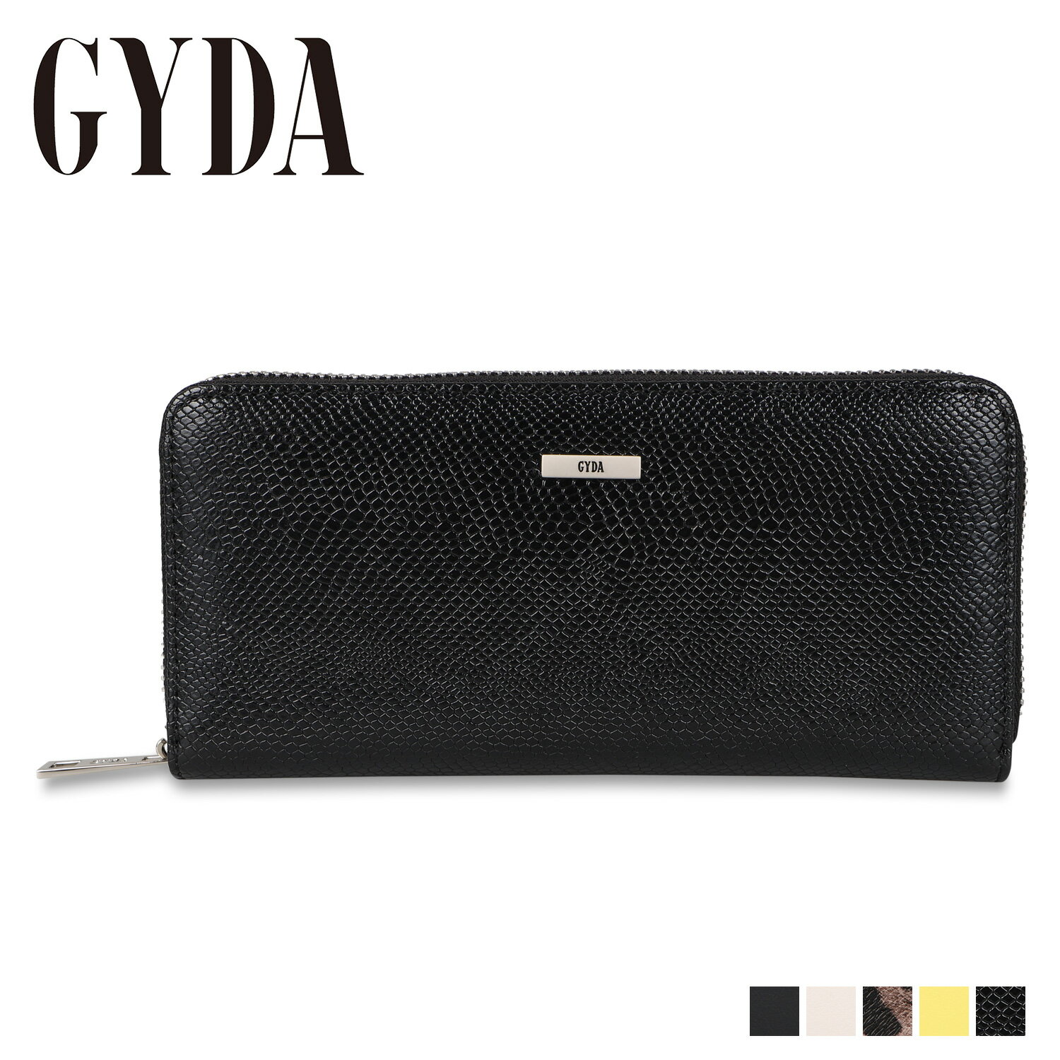 GYDA ジェイダ 財布 長財布 レディース ラウンドファスナー PLATE METAL ブラック ベージュ ブラウン イエロー ミックス 黒 GY-W016のサムネイル