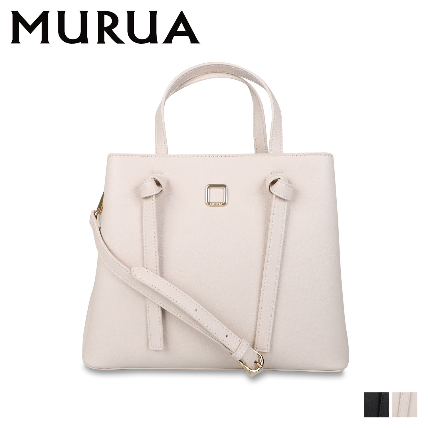 【クーポンで最大1000円OFF！5/16 10:59まで】 MURUA ムルーア ショルダーバッグ ハンドバッグ レディース 斜めがけ SQUARE METAL-2 ブラック ベージュ 黒 MR-B1014