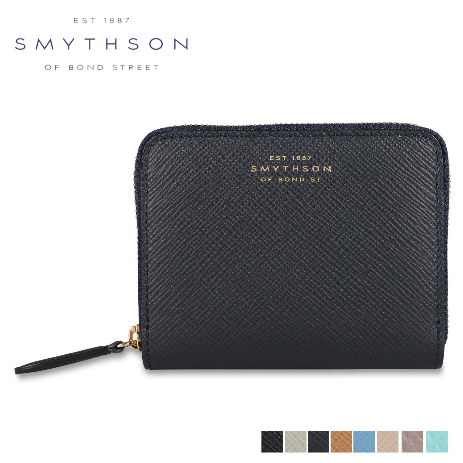 【クーポンで最大1000円OFF！5/16 10:59まで】 スマイソン SMYTHSON 財布 コインケース 小銭入れ パナマ レザー ジップパース レディース 本革 ラウンドファスナー PANAMA LEATHER ZIP PRS S ブラック グレー ネイビー ブラウン ブルー ベージュ 黒