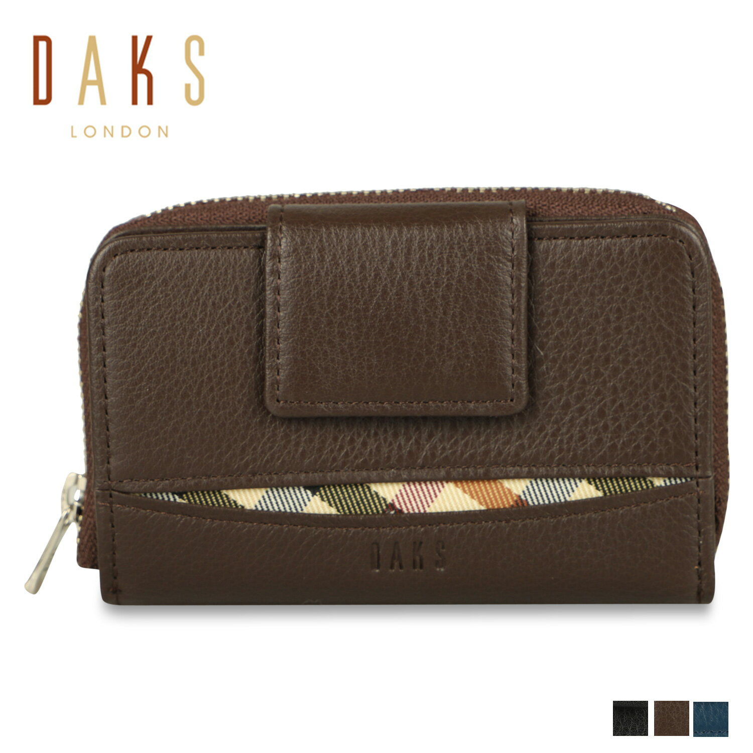 ダックス DAKS 財布 小銭入れ キーケース キーホルダー マルチパース メンズ本革 ラウンドファ