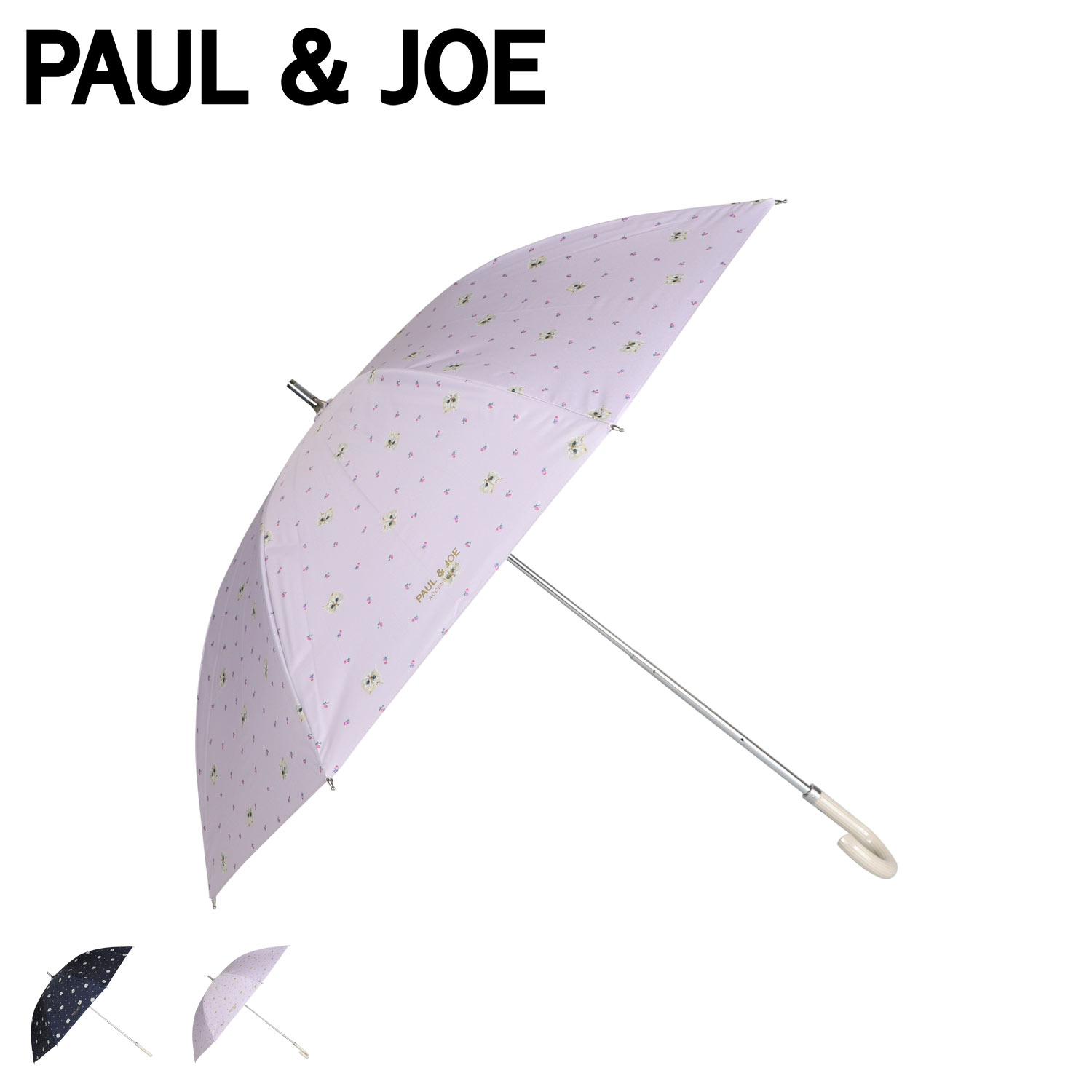 ポールアンドジョー PAUL & JOE 長傘 レディース 雨晴兼用 軽量 UVカット ネイビー パープル 11416のサムネイル