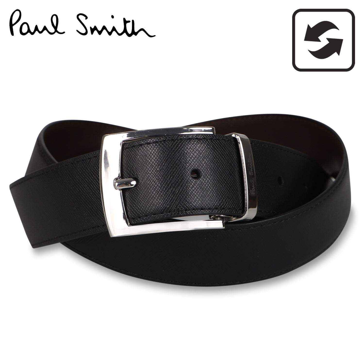 ポールスミス ベルト（レディース） ポールスミス Paul Smith ベルト レザーベルト メンズ リバーシブル 本革 BELT ブラック ブラウン 黒 M1A 4437 BCUT