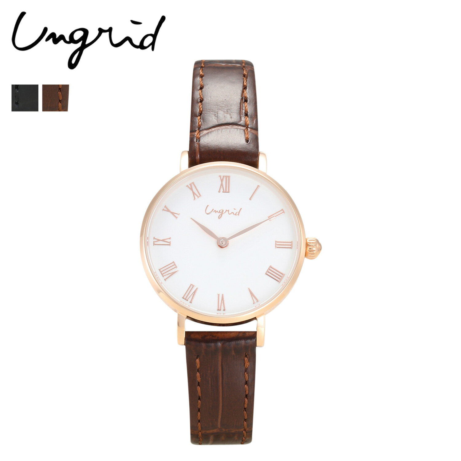  アングリッド Ungrid 腕時計 レディース CLASSICAL ROUND LEATHER WATCH ブラック ブラウン 黒 UNG-21760T