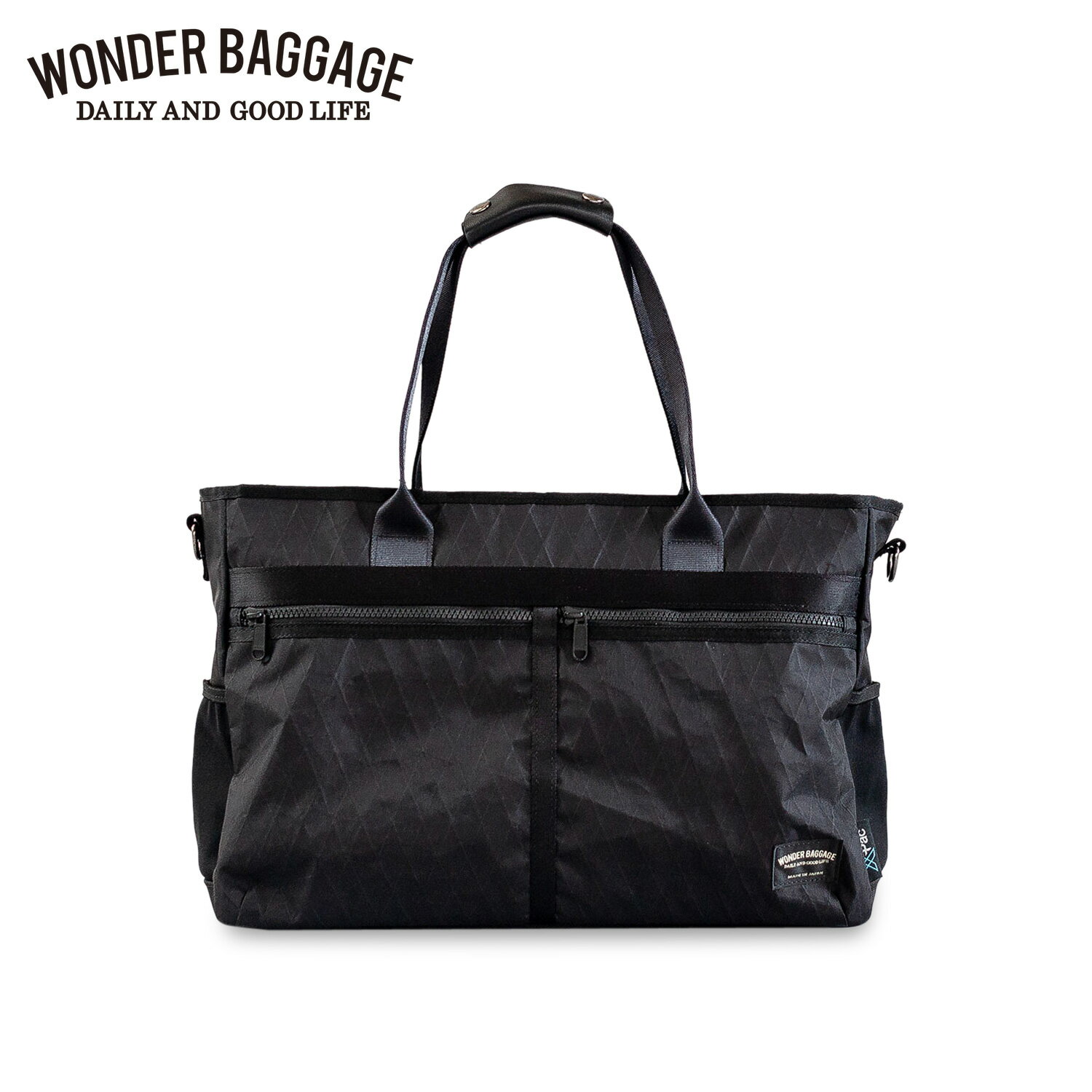  ワンダーバゲージ WONDER BAGGAGE トートバッグ アクティブ トート ファスナー付き 大容量 軽量 防水 A4 ビスロンファスナー ACTIVATE TOTE ブラック 黒 WB-XP-001