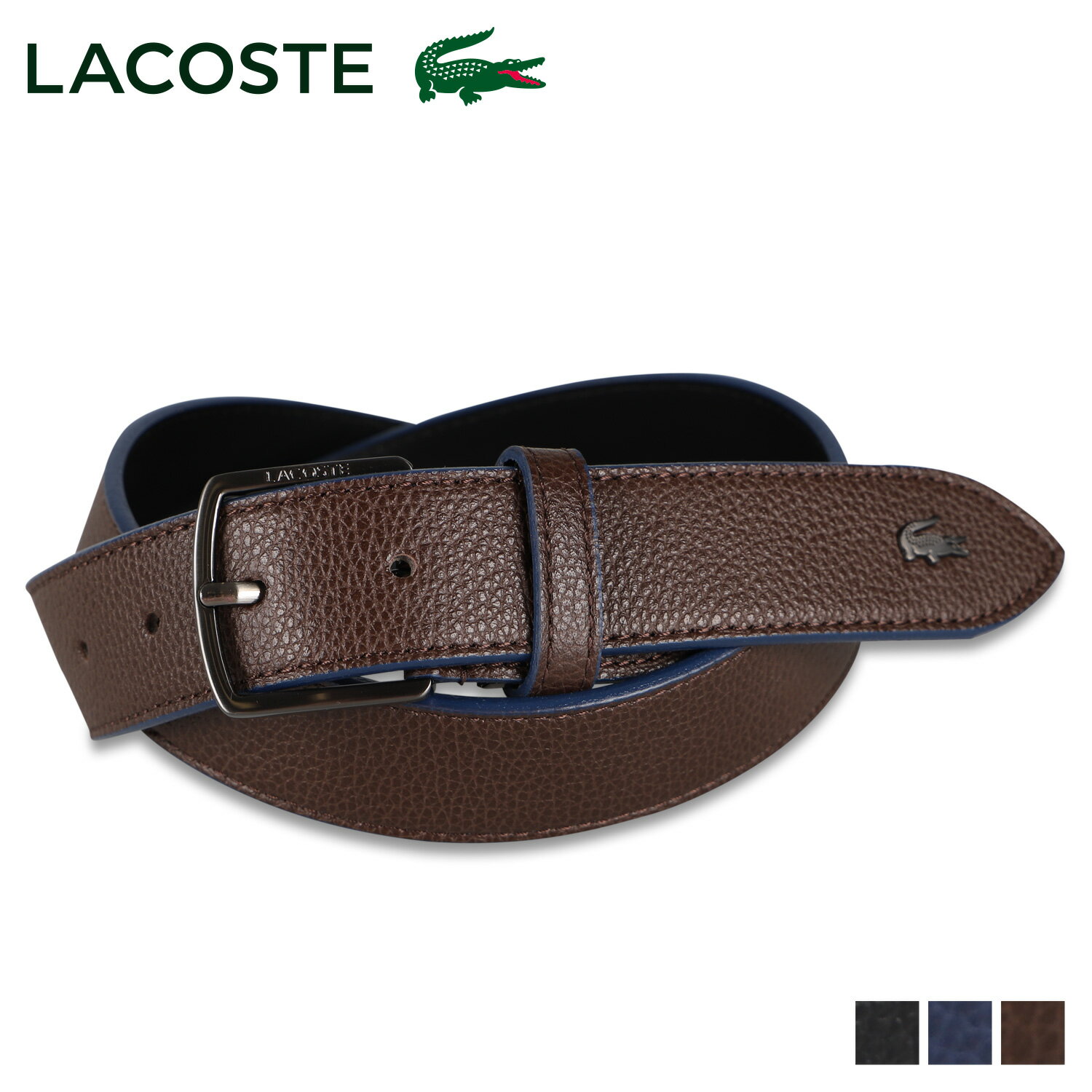 LACOSTE ベルト メンズ 【クーポンで最大1000円OFF！5/16 10:59まで】 ラコステ LACOSTE ベルト レザーベルト メンズ 本革 BELT ブラック ネイビー ダーク ブラウン 黒 LB62590