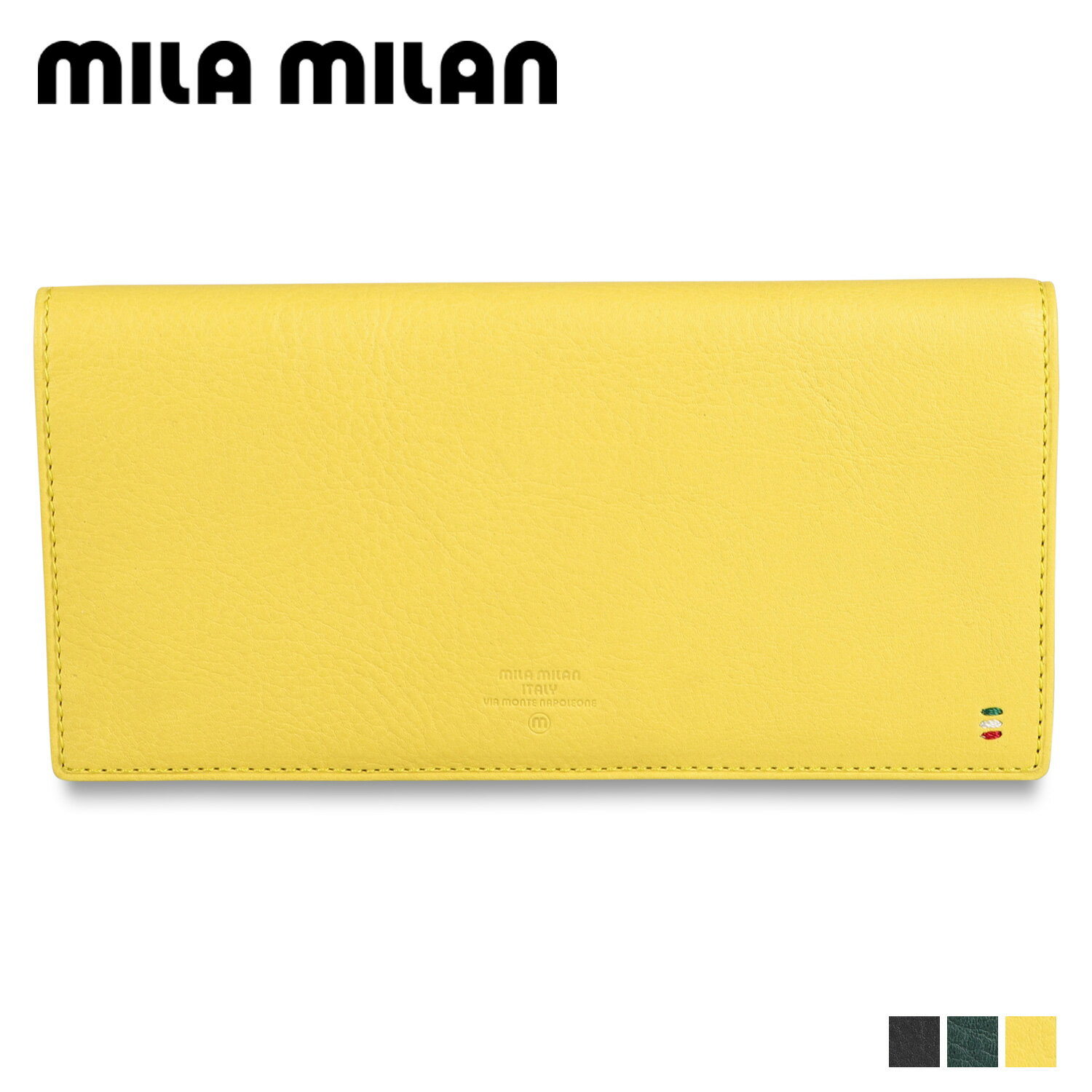 Rakuten - 【最大1000円OFFクーポン発行中 6/26 11:59まで！】 mila milan ミラ・ミラン 財布 長財布 ピスタ メンズ レディース 本革 PISTA ブラック グリーン イエロー 黒 254624