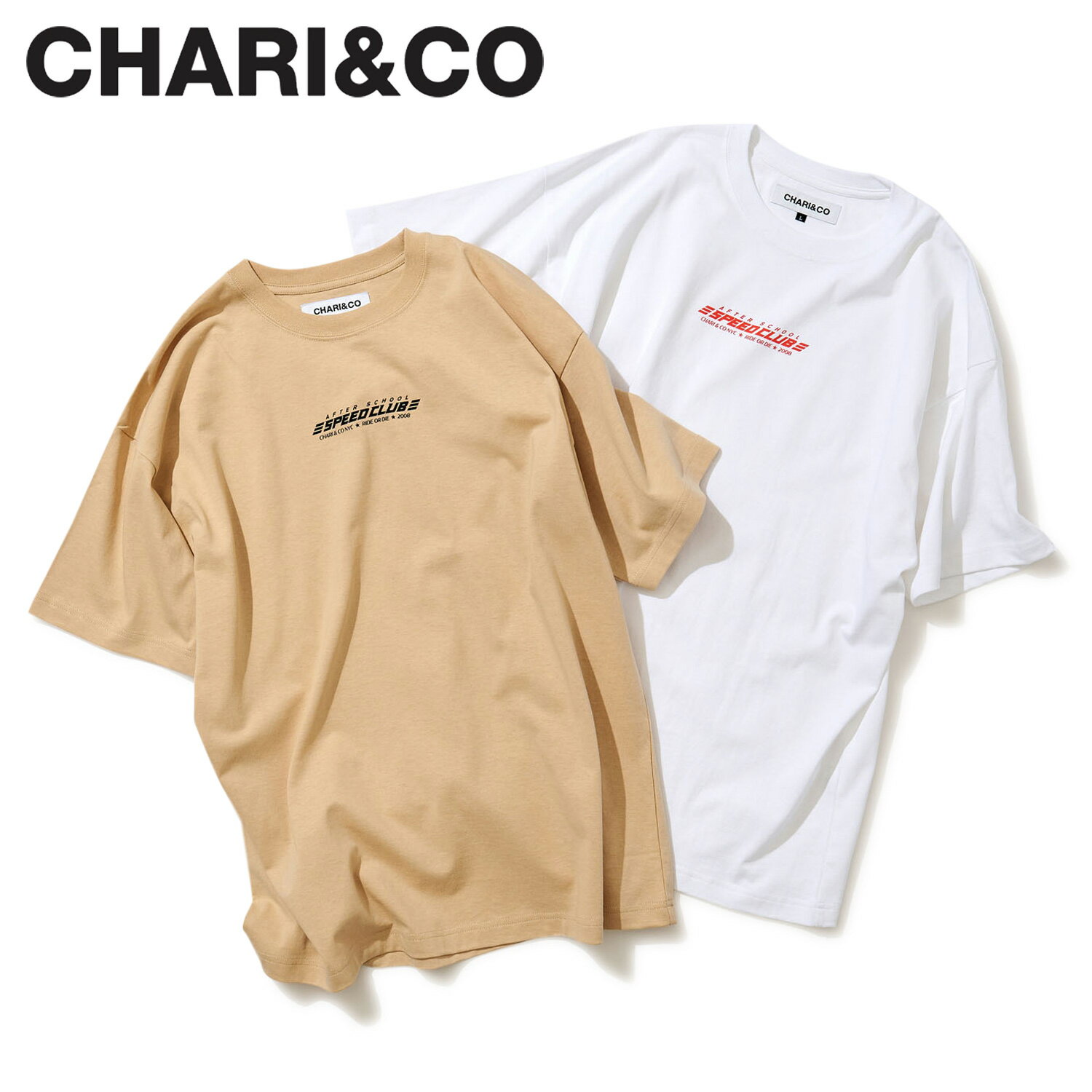 【クーポンで最大1000円OFF！5/16 10:59まで】 CHARI&CO チャリアンドコー Tシャツ 半袖 カットソー メンズ AFTER SCHOOL TEE ホワイト ライト ブラウン 白