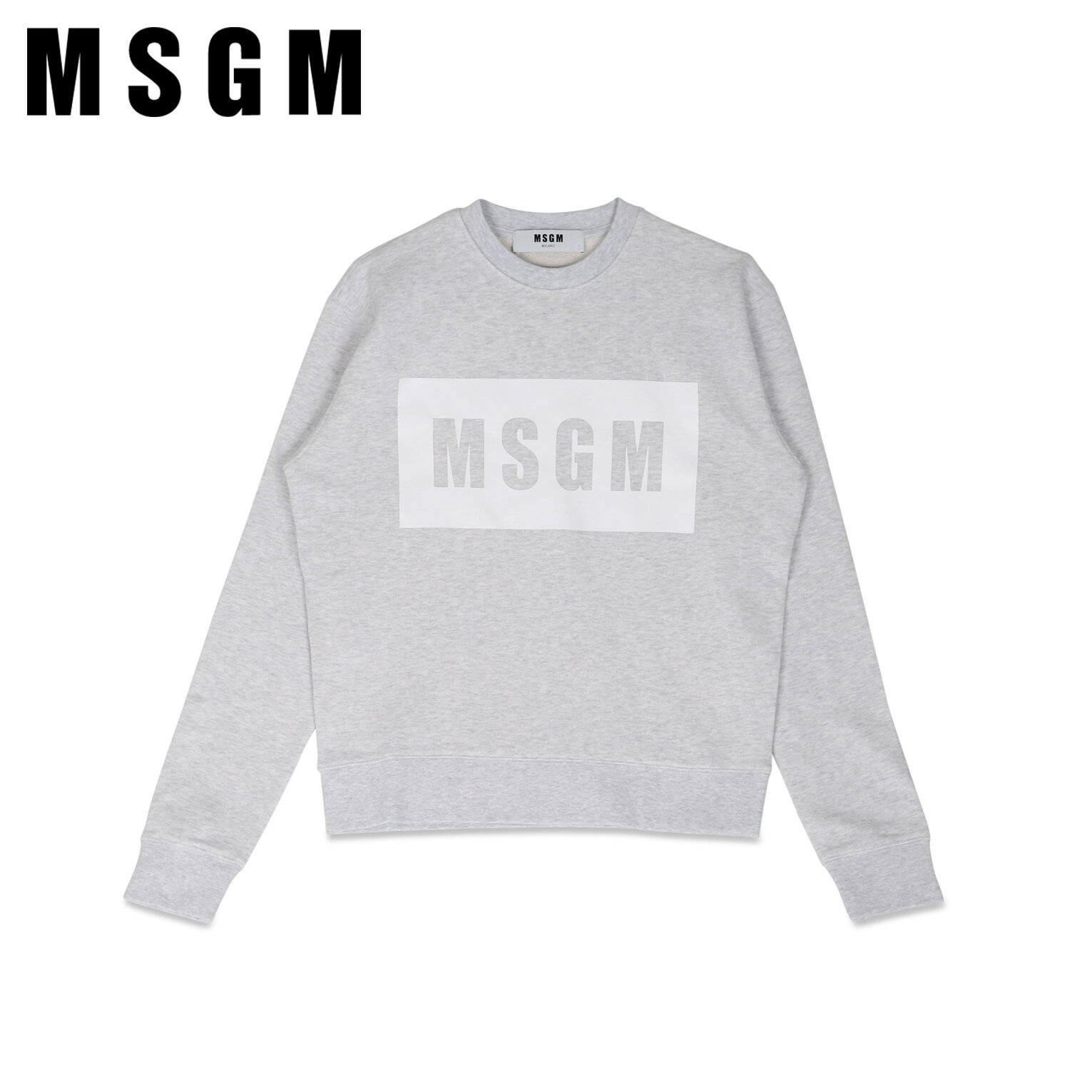 MSGM エムエスジーエム トレーナー スウェット ボックスロゴ ロングスリーブ シャツ レディース BOX LOGO LONG SLEEVED SHIRTS グレー 2441MDM96