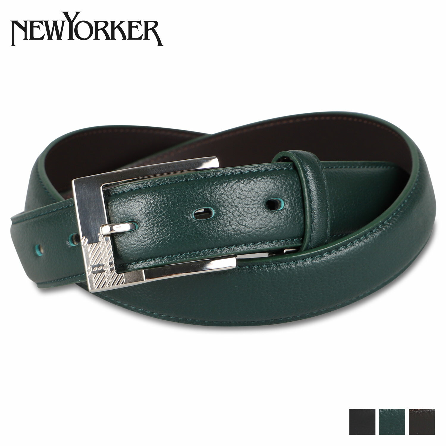 ニューヨーカー NEWYORKER ベルト レザーベルト メンズ 本革 BELT ブラック ブラウン グリーン 黒 NY-7090121