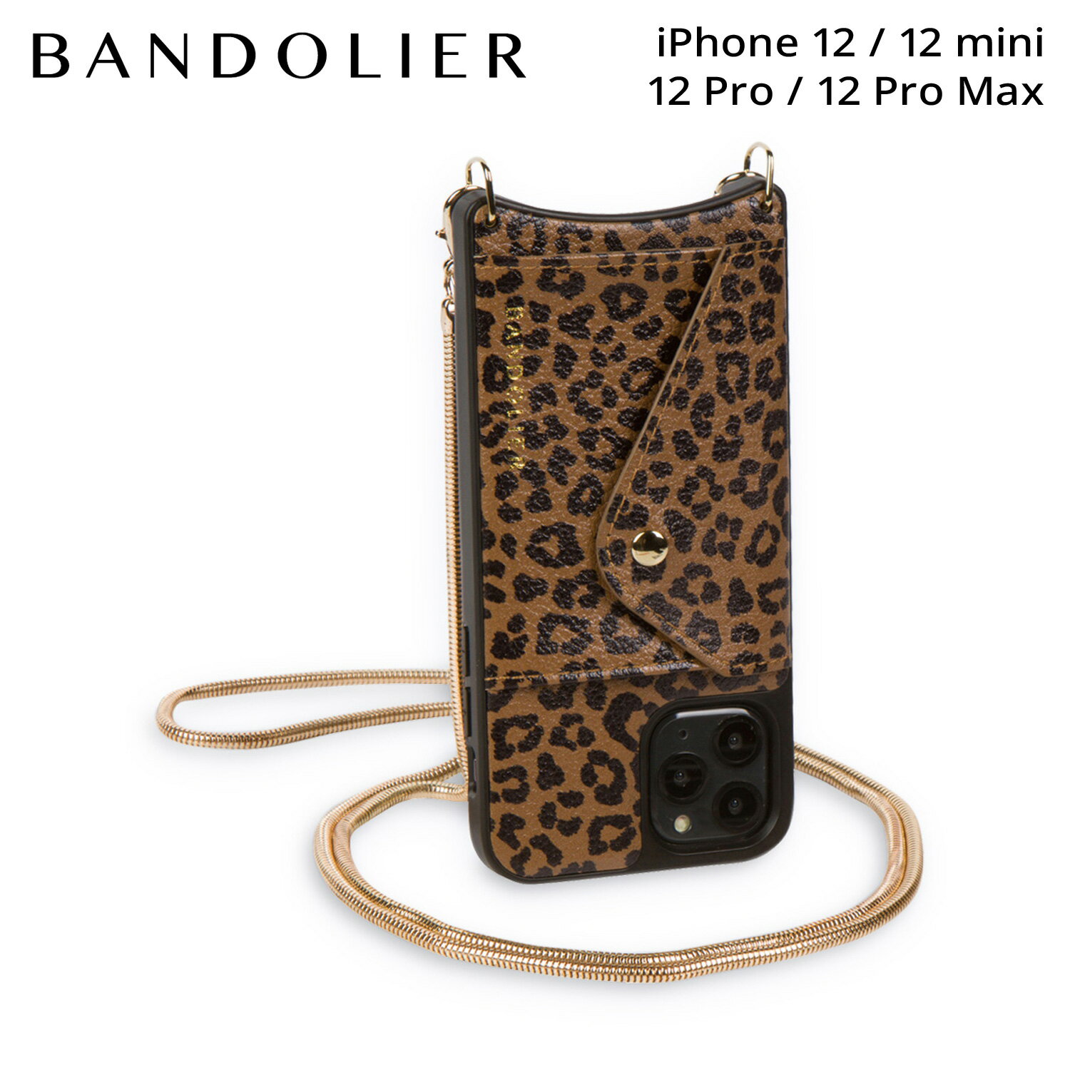 BANDOLIER バンドリヤー iPhone 12 mini 12 12Pro 12 Pro Max スマホケース スマホショルダー 携帯 アイフォン ジア サイドスロット レオパード メンズ レディース レオパード 11GIANMG