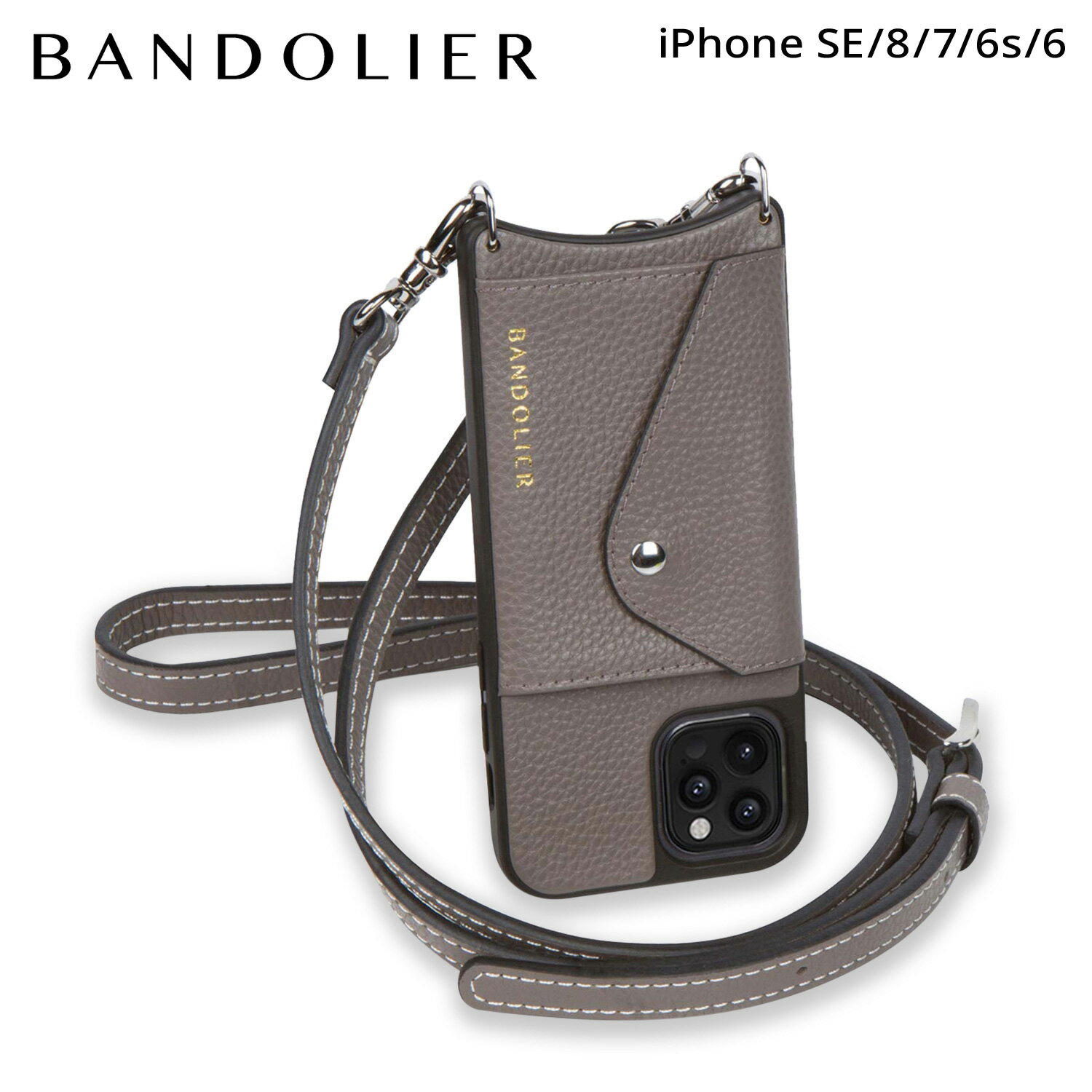 BANDOLIER バンドリヤー iPhone SE SE2 8 iPhone 7 6s スマホケース スマホショルダー 携帯 アイフォン ケイシー サイドスロット メンズ レディース CASEY SIDE SLOT グレー 14CAS