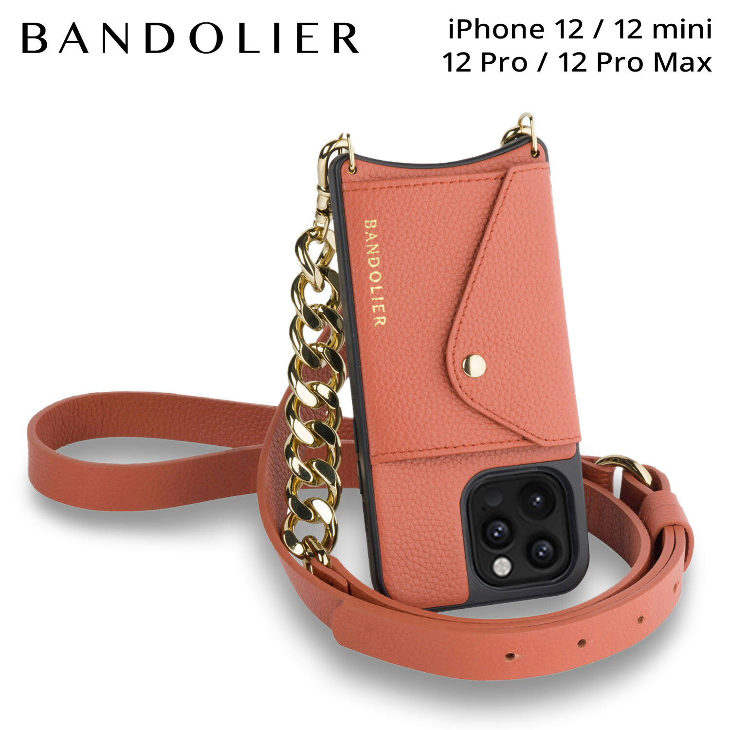 BANDOLIER バンドリヤー iPhone 12 12 Pro スマホケース スマホショルダー 携帯 アイフォン シャーロット サイドスロット クレー メンズ レディース CHARLOTTE SIDE SLOT CLAY オレンジ 14BIGYS