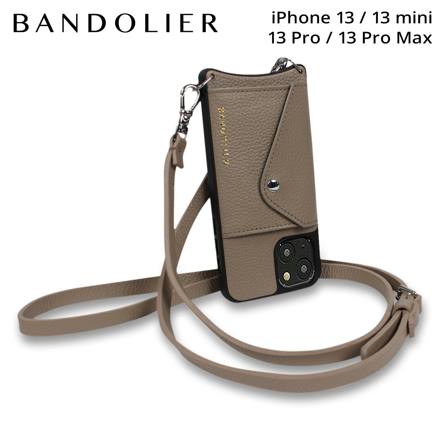 BANDOLIER バンドリヤー iPhone 13 mini 13 13Pro 13 Pro Max スマホケース スマホショルダー 携帯 アイフォン 日本限定 ドナ サイドスロット ライト トープ レディース DONNA SIDE SLOT LIGHT TAUPE ベージュ 14DON