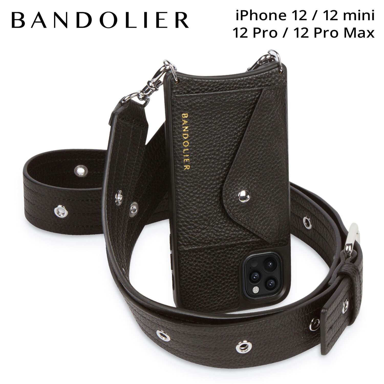 BANDOLIER バンドリヤー iPhone 12 mini 12 12Pro 12 Pro Max スマホケース スマホショルダー 携帯 アイフォン フランキー ブラック メンズ レディース FRANKIE BLACK ブラック 黒 14FRA