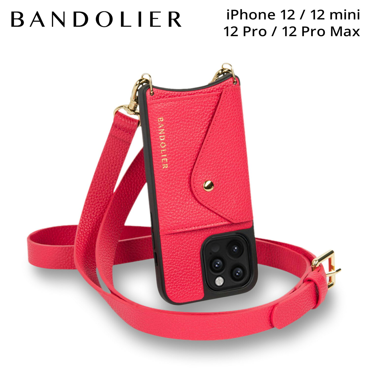 BANDOLIER バンドリヤー iPhone 12 12Pro スマホケース スマホショルダー 携帯 アイフォン ヘイリー サイドスロット ポピーレッド メンズ レディース HAILEY SIDE SLOT POPPY RED レッド 14HAI