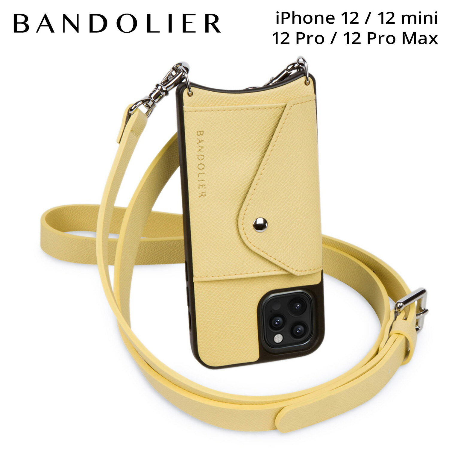BANDOLIER バンドリヤー iPhone 12 mini 12 12Pro 12 Pro Max スマホケース スマホショルダー 携帯 アイフォン ヘイリー サイド スロット バター イエロー レディース イエロー 14HAYELS