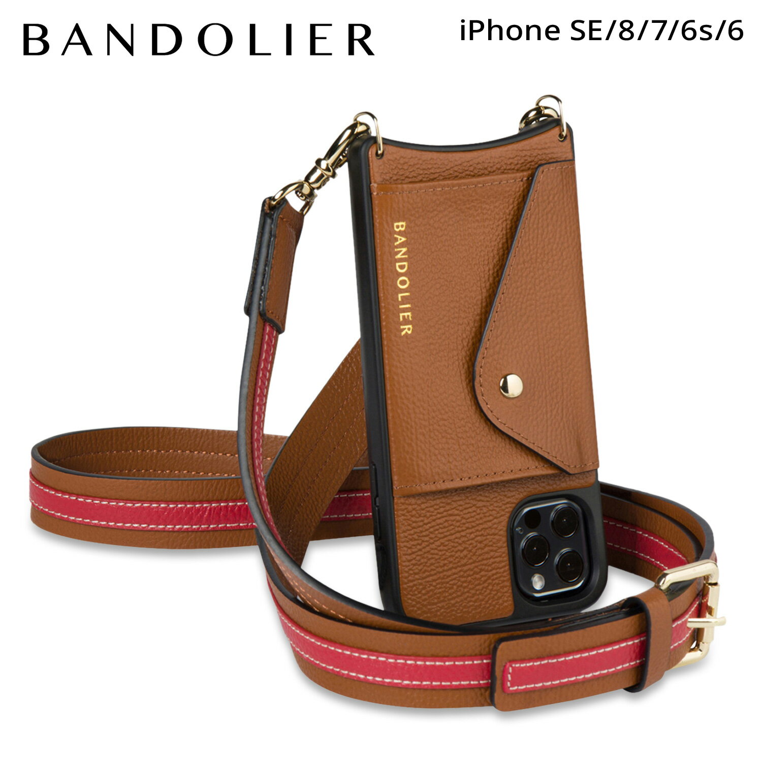 BANDOLIER バンドリヤー iPhone SE SE2 8 iPhone 7 6s スマホケース スマホショルダー 携帯 アイフォン ニーナ サイドスロット スパイス メンズ レディース NINA SIDE SLOT SPICE ブラウン 14NIN