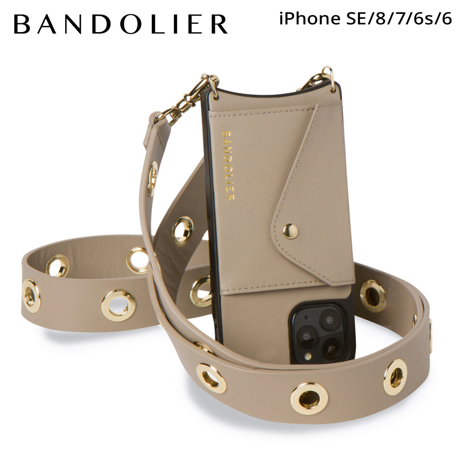 BANDOLIER バンドリヤー iPhone SE SE2 8 iPhone 7 6s スマホケース スマホショルダー 携帯 アイフォン ニーナ サイドスロット グレー トープ メンズ レディース NINA SIDE SLOT GREY TAUPE グレージュ 14NIN