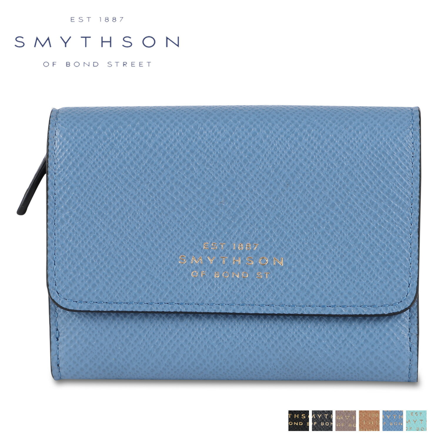 スマイソン SMYTHSON 財布 三つ折り ミニ財布 パナマ コンパクト メンズ レディース PANAMA COMPACT PRS ブラック ネイビー ベージュ ブラウン ブルー 黒 1029609