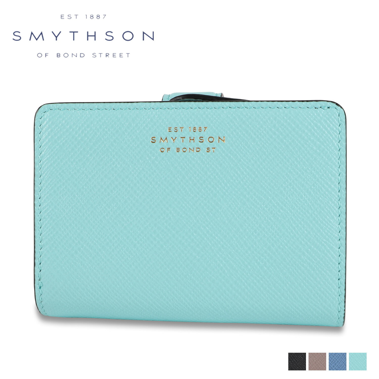 スマイソン 財布 メンズ スマイソン SMYTHSON 財布 二つ折り財布 パナマ スモール コンチネンタル メンズ レディース PANAMA SMALL CONTINENTAL PURSE PRS ブラック ベージュ ブルー 黒 1201571