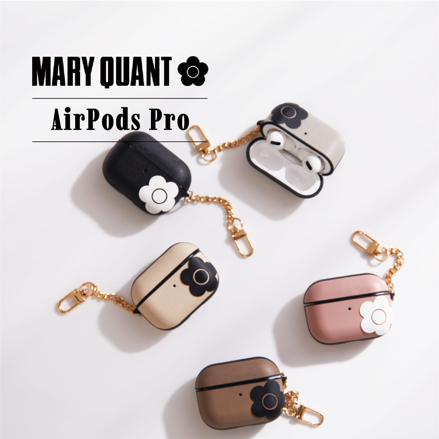 【クーポンで最大1000円OFF！5/16 10:59まで】 MARY QUANT マリークヮント エアーポッズプロ AirPods Proケース カバー レディース PU LEATHER HYBRID CASE ブラック ホワイト グレー ブラウン ピンク 黒 白 母の日