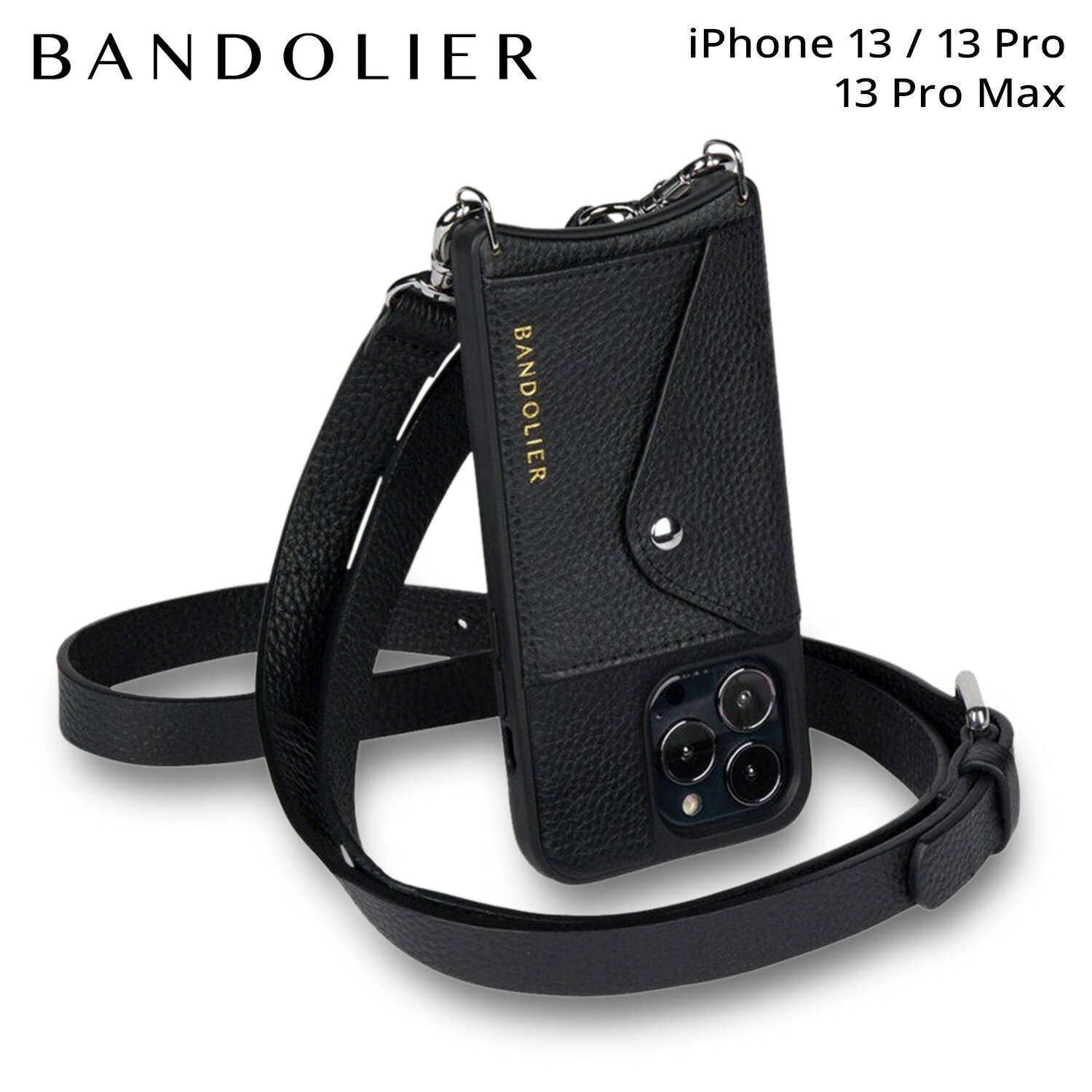 BANDOLIER バンドリヤー iPhone 13 13Pro iPhone 13 Pro Max スマホケース スマホショルダー 携帯 アイフォン ヘイリー サイドスロット シルバー メンズ レディース HAILEY SIDE SLOT SILVER ブラック 黒 14HAI