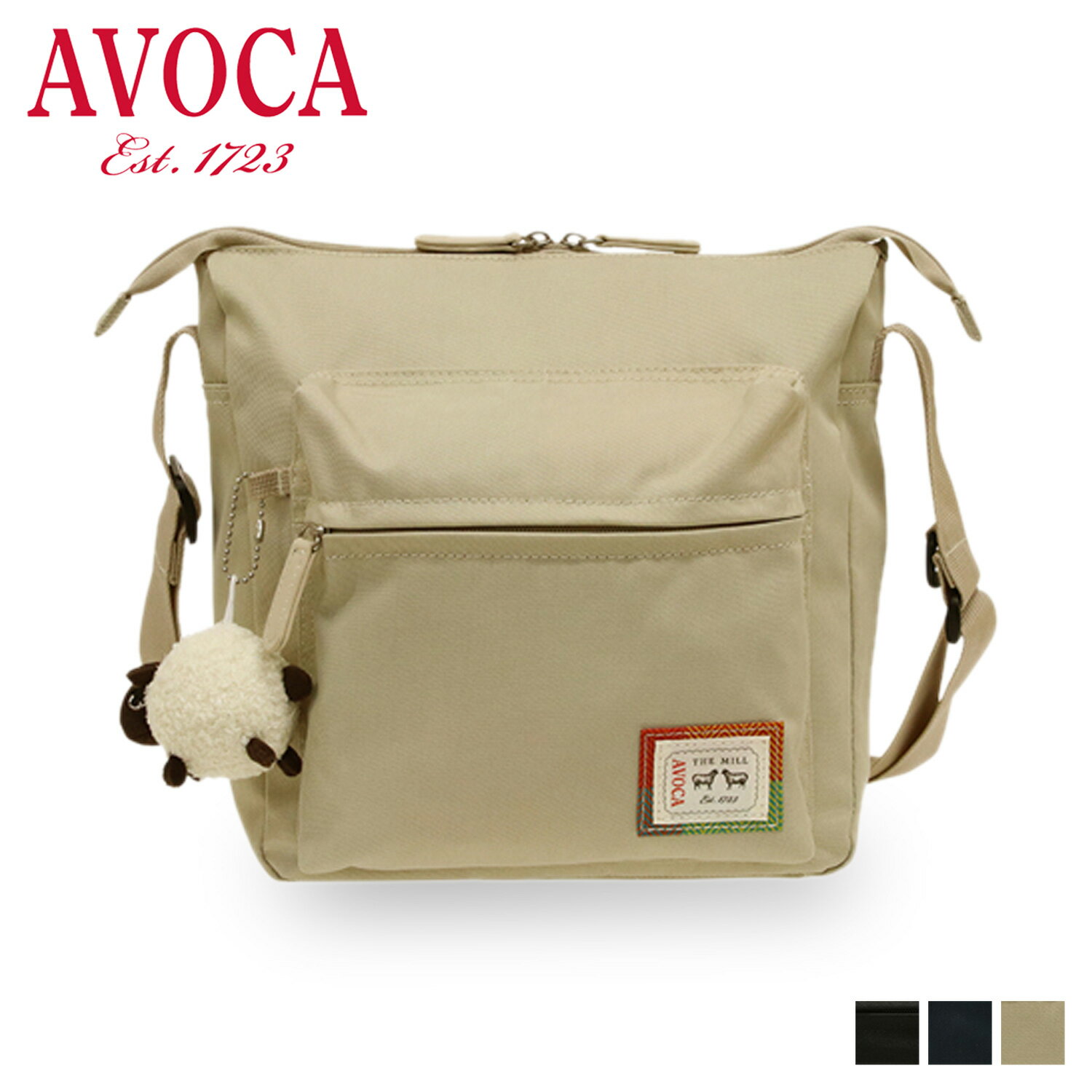 【クーポンで最大1000円OFF 5/16 10:59まで】 AVOCA アヴォカ ショルダーバッグ スクエア型 レディース 7L 斜めがけ SHOULDER BAG ブラック ネイビー ベージュ 黒 AC-004 母の日