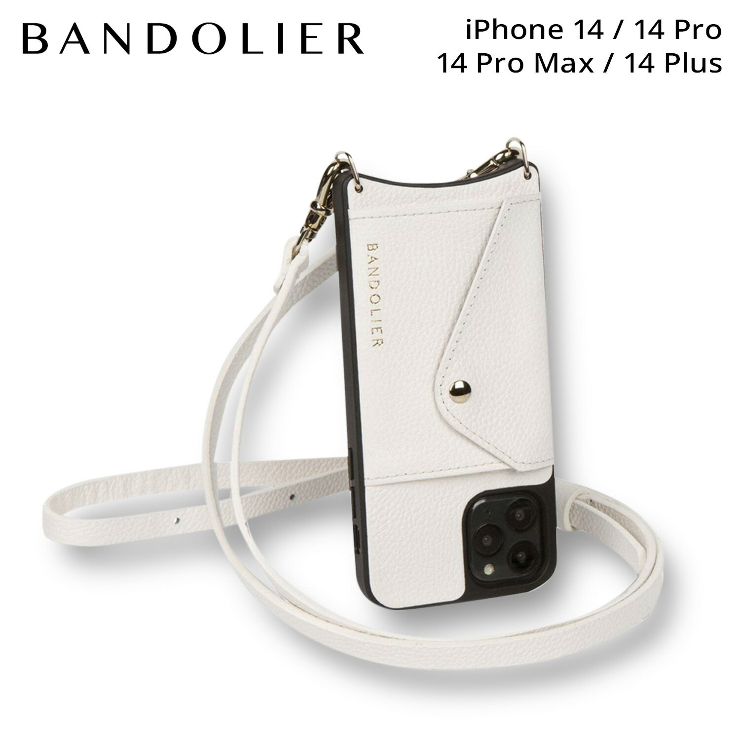 BANDOLIER バンドリヤー iPhone 14 14Pro iPhone 14 Pro Max iPhone 14 Plus スマホケース スマホショルダー 携帯 ショルダー アイフォン メンズ レディース DONNA SIDE SLOT WHITE ホワイト 白 14DON