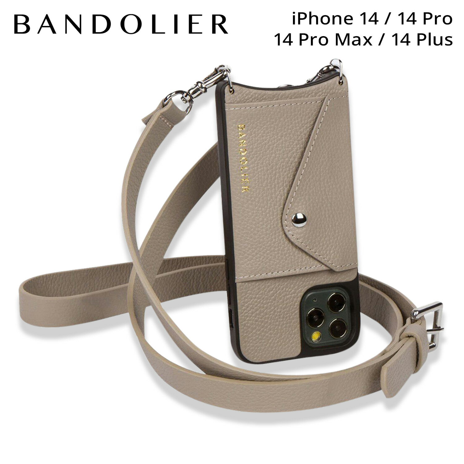 BANDOLIER バンドリヤー iPhone 14 14Pro iPhone 14 Pro Max iPhone 14 Plus スマホケース スマホショルダー 携帯 アイフォン メンズ レディース HAILEY SIDE SLOT GREIGE ベージュ 14HAI