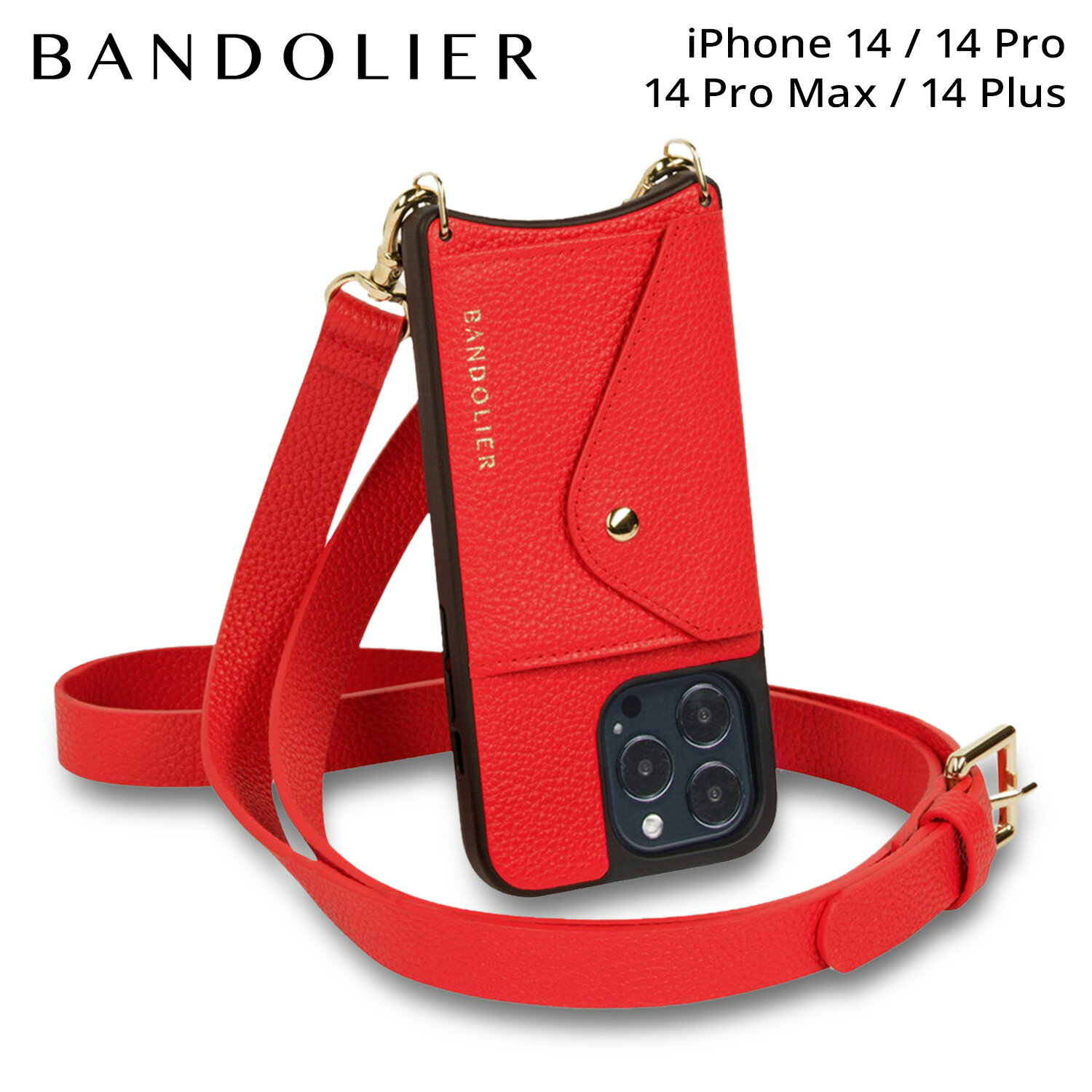 BANDOLIER バンドリヤー iPhone 14 14Pro iPhone 14 Pro Max iPhone 14 Plus スマホケース スマホショルダー 携帯 アイフォン ヘイリー サイドスロット ポピーレッド メンズ レディース HAILEY SIDE SLOT POPPY RED レッド 赤 14HAI