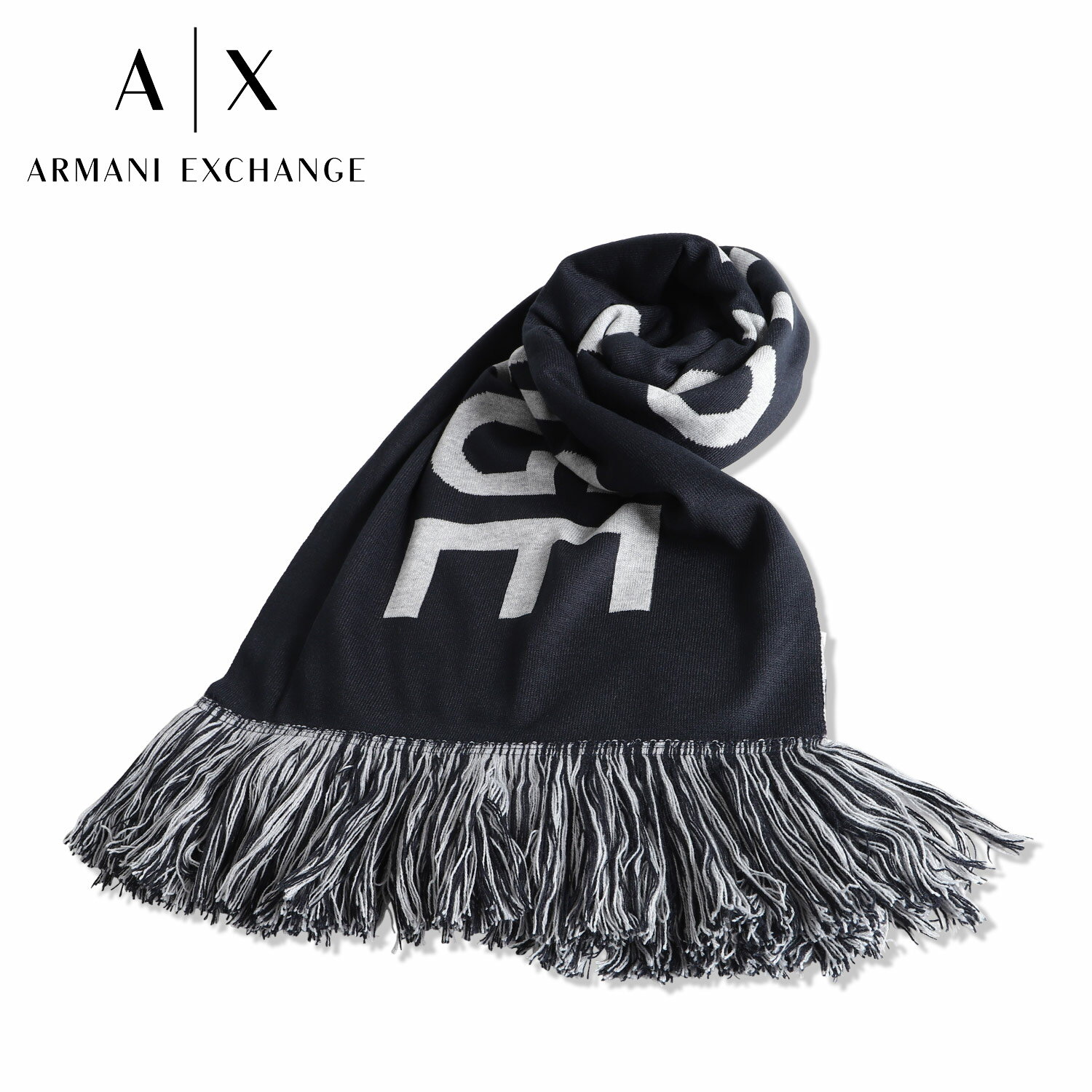 アルマーニエクスチェンジ ARMANI EXCHANGE マフラー ストール メンズ レディース ビッグロゴ MUFFLER STOLE ネイビー 6GZ42Q ZMS1Z 1510