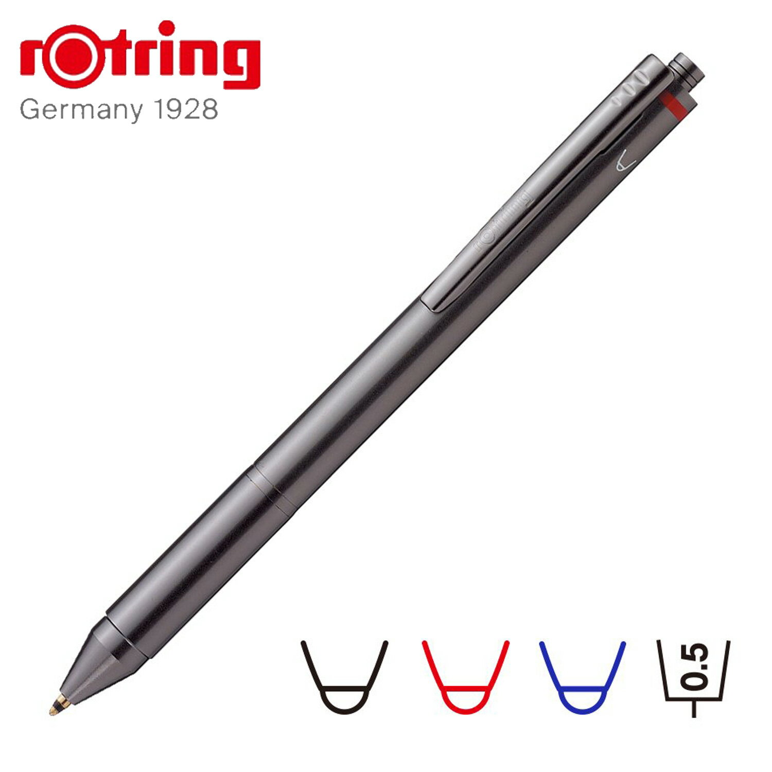 ロットリング ボールペン ロットリング rOtring 多機能ペン マルチペン 4in1 シャーペン ボールペン フォーインワン 油性 0.5mm MULTI PEN グレー 1904455